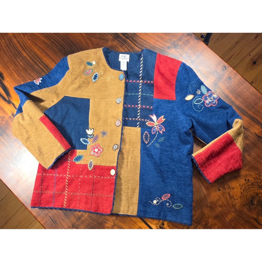 Koret City Blues Patchwork Floral Embroidered Cottagecore Coastal Grandma